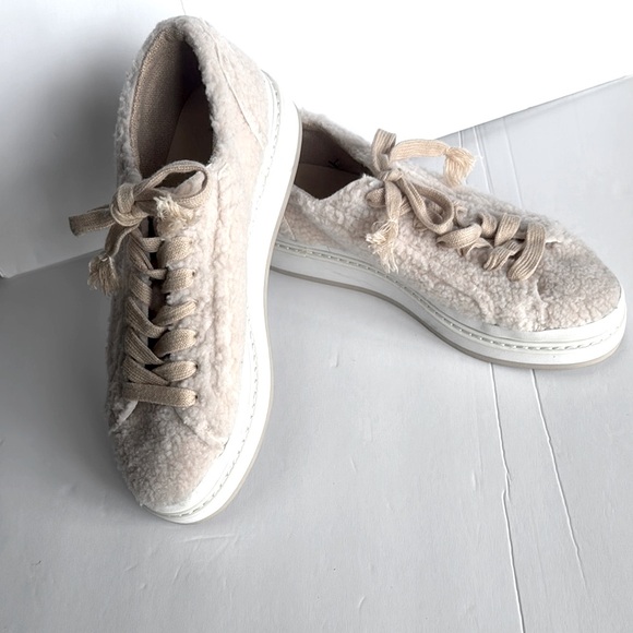 ZARA Woman Cream Ecru Shearling Faux Fur Platform Sneakers Size 7/37 NWOT - Picture 7 of 7